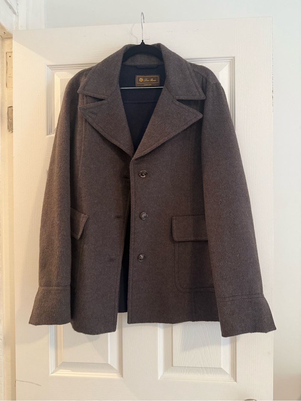 Loro Piana Dark Brown Wool Pea Coat